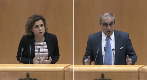Dolors Montserrat, ministra de Sanidad y José Martínez Olmos, portavoz del PSOE en Sanidad en el Senado