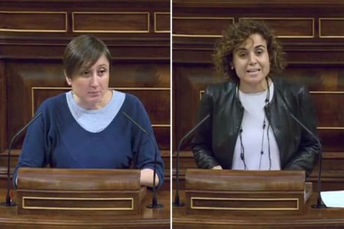 Marta Sibina, portavoz de Sanidad de Podemos y Dolors Montserrat, ministra de Sanidad