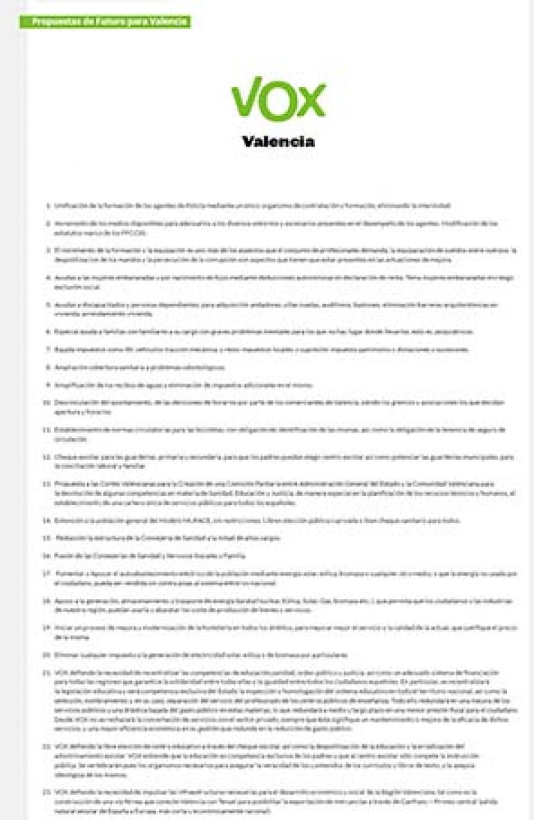 Programa electoral de Vox en Sanidad para las elecciones de la ...