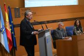 El consejero Gómez Caamaño, durante su intervención en la presentación de la nueva sociedad.