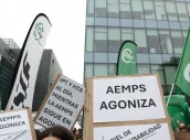 Imagen de las protestas de los trabajadores de la Aemps el pasado noviembre reclamando mejoras de las condiciones laborales, carrera profesional y una plantilla adaptada a sus necesidades.
