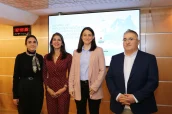 Esther Echarri, Lilisbeth Perestelo, Sonia García Pérez y David Trigos tras la finalización de la jornada.