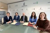 Representantes de la Consejería de Sanidad de Castilla-La Mancha, el Sescam y Sandoz.