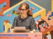 La ministra durante el anuncio de la campaña.