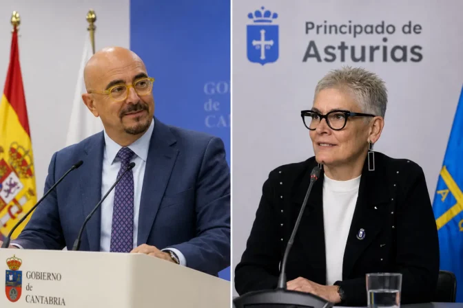 Los consejero de Salud de Cantabria y Asturias, César Pascual y Concepción Saavedra, respectivamente.