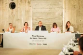 Els consellers Dalmau, Romero, Paneque, Pané i Montserrat a la reunió del Consell General del Consorci Porta Diagonal – Campus Clínic.