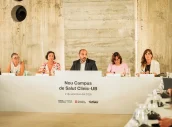 Els consellers Dalmau, Romero, Paneque, Pané i Montserrat a la reunió del Consell General del Consorci Porta Diagonal – Campus Clínic.