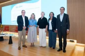 José María López (Diariofarma); Carina Escobar (POP); Cristina Avendaño (Facme); María Aláez (Fenin) y Juan Yermo (Farmaindustria).