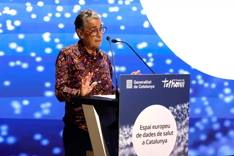 Olga Pané, consejera de Salud de Cataluña durante la presentación del protecto.