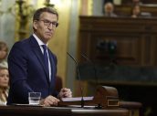 Alberto Núñez Feijoo, durante su intervención en el Congreso.
