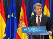 Núñez Feijoo durante la presentación del documento de compromisos.