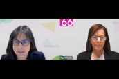 De izquierda a derecha, Belén Padrón, delegada de SEFH en Galicia y Olga Delgado, presidenta nacional de la sociedad.