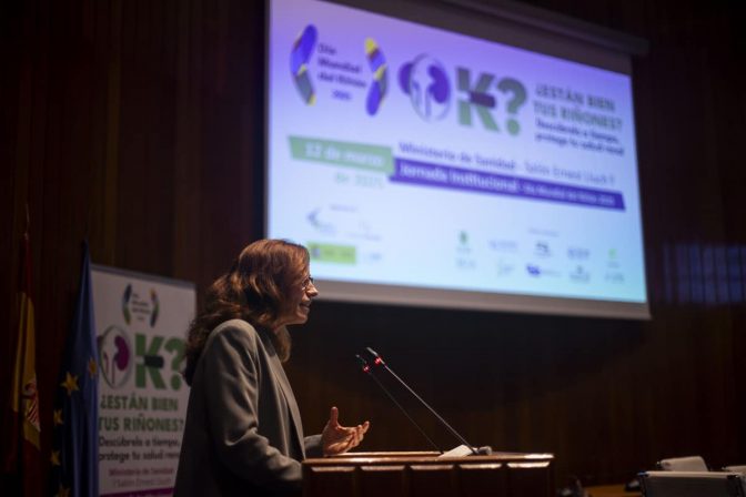 La ministra, durante su intervención en el acto.