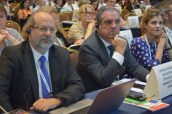 Luis Amaro, Jesús Aguilar y Sonia Ruiz, en el Congreso Mundial de la FIP 2017.