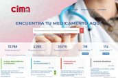 'Home' de la página web del Centro de Información online de Medicamentos (CIMA)