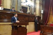 El diputado de Ciudadanos, David Mejía, en su exposición en el Pleno del Parlamento de Cataluña