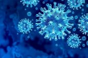 Coronavirus virus outbreak and coronaviruses influenza background as dangerous flu strain cases as a pandemic medical health risk concept with disease cells as a 3D render