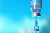 Syringe pulling vaccine from an ampoule - 3d illustration