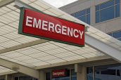 Emergency Sign over a Hospital Emergency Room Entrance