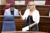 Esther Monzón, durante una intervención en el Parlamento canario.