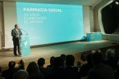 Jesús Aguilar, presidente del Consejo General de Colegios Oficiales de Farmacéuticos (CGCOF) durante el acto de Farmacia Social.