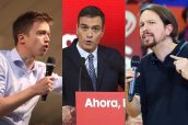 Íñigo Errejón, Pedro Sánchez y Pablo Iglesias