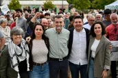 Antonio Maíllo en el centro, durante un acto de campaña.