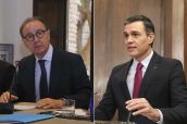 Martín Sellés, presidente de Farmaindustria y Pedro Sánchez, presidente del Gobierno en funciones.