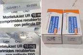 Imagen de los envases de Montelukast UR 10mg supuestamente con la fecha de caducidad  manipulada