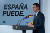 Pedro Sánchez, presidente del Gobierno, durante la comparecencia.