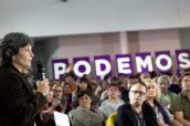 Amparo Botejara, que ha sido portavoz de Sanidad de Podemos durante un acto de precampaña.