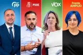 Retratos políticos en cuatro paneles