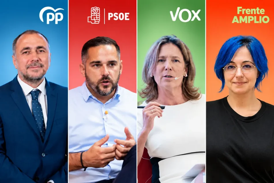 Retratos políticos en cuatro paneles