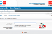 Imagen del Buscador de Medicamentos de la 'web' de la Consejería de Sanidad de Madrid.