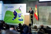 Imagen del presidente de Unnefar, Juan Luis Sagaseta de Ilúrdoz, en el II Encuentro con la industria.