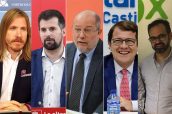 Candidatos a la presidencia de la Junta de Castilla y León (de izq a derecha, Podemos, PSOE, Ciudadanos, PP y VOX)