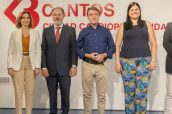 Representantes del Ayuntamiento de Tres Cantos, la Fundación España Salud y del COFM.