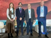 Alicia Herrero, vocal de Hospitales en funciones del COFM
Madrid (COFM), Alberto Carazo, farmacéutico y socio de las consultorías Inntegrapharma y Konexio Biotech; Vicente Colomer, secretario del Consell Valenciano de Colegios de Farmacéuticos y Mario García Gil,  gerente del Hospital Universitario Príncipe de Asturias y presidente de la SMFH.