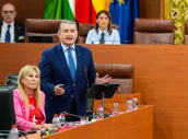 Antonio Sanz, durante su intervención en el Parlamento andaluz
