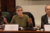 Olga Pané, durante su intervención en el Parlamento catalán.