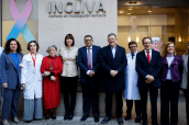 La ministra de Ciencia e Innovación y el presidente del Gobierno valenciano, junto a representantes del Incliva y del Ejecutivo autonómico.