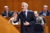 Jorge Azcón, durante una intervención en las Cortes de Aragón.