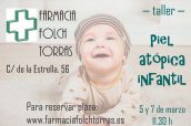 Ficción de un cartel de una farmacia anunciando un taller